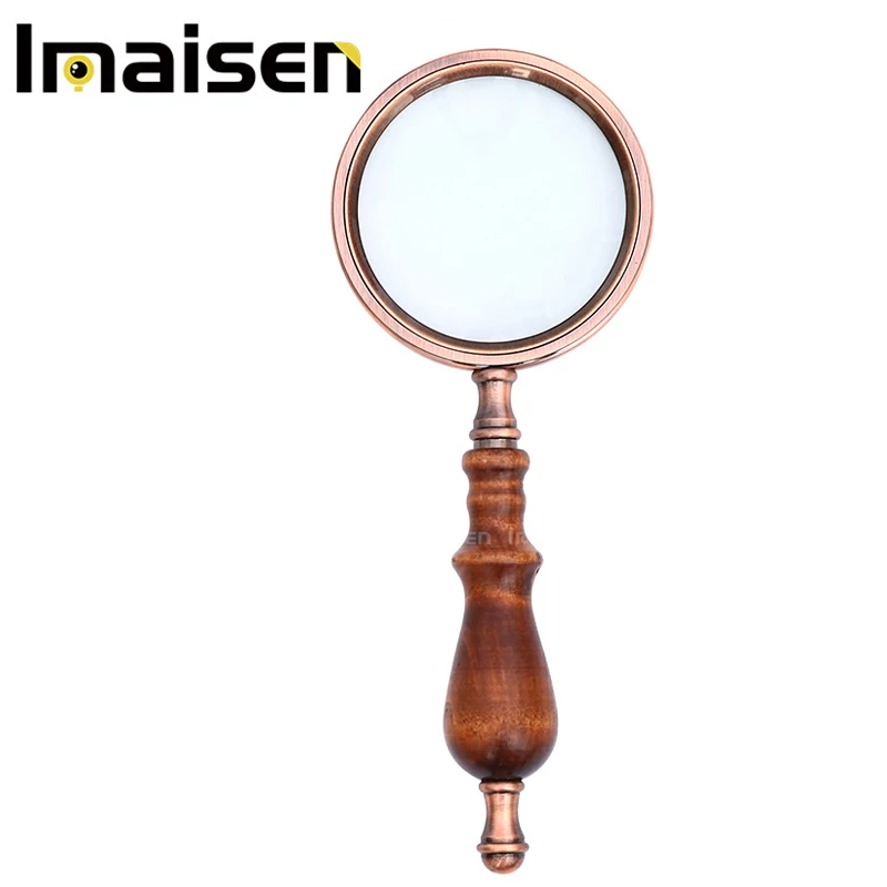 10X Poignée En Bois En Métal Loupe De Lecture Rétro Loupe De Cadeau Ebene De Poche
