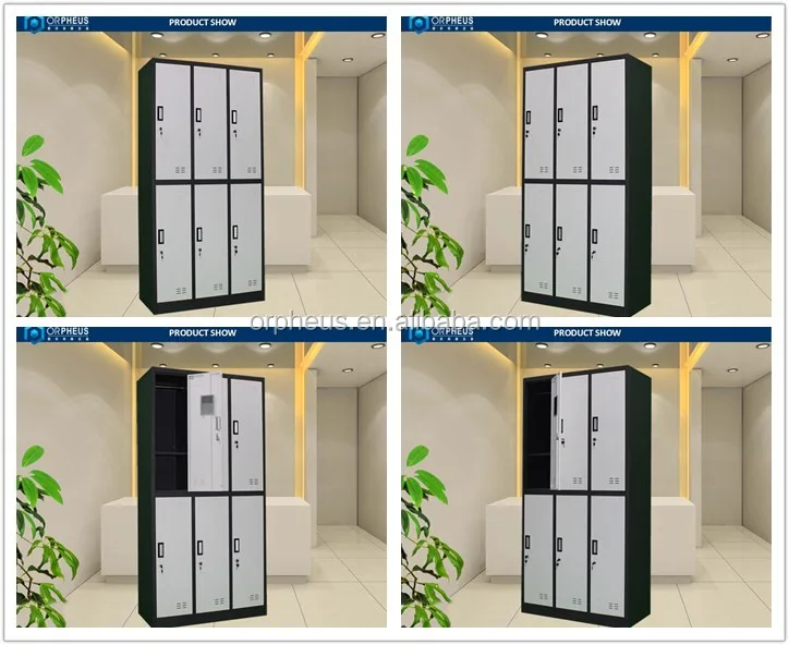 Indoor 6 Compartment Cosmetic Storage Cabinet Cheap Gym Metal Hair Salon Locker