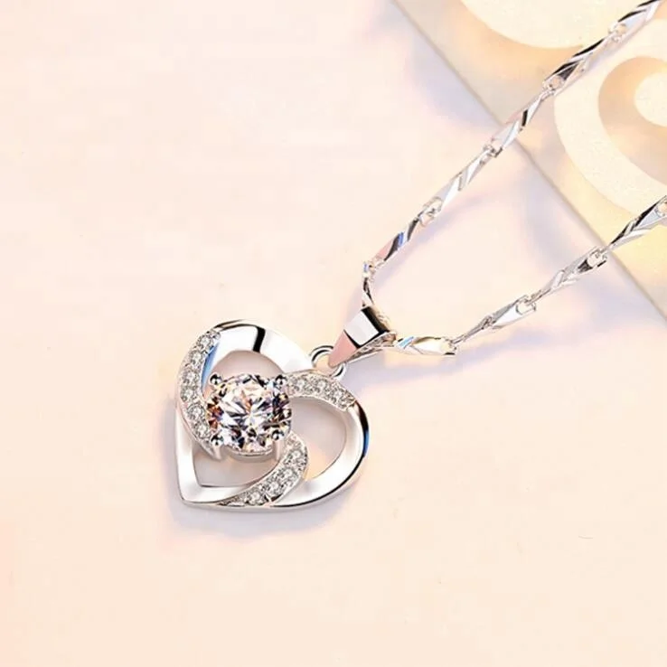 Xus Simple Wild Clavicle Chain 999 Sterling Sliver Lacie Heart Pendant Necklace