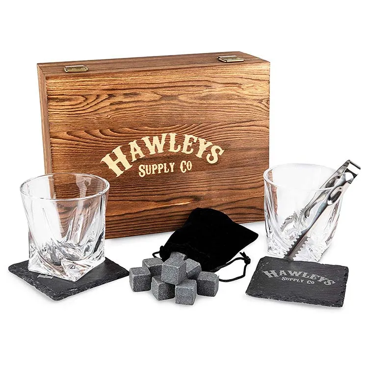 Whiskey Stone Gift Set Stone Men's Gift Set in Wooden Gift Box