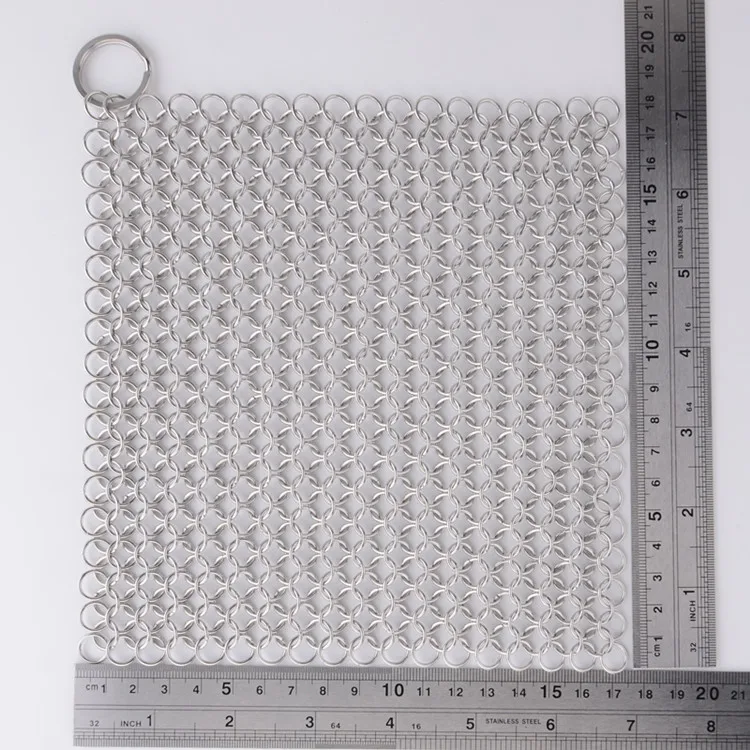 7x7 Stainless Steel Cast Iron Cleaner 316l Chainmail Scrubber For