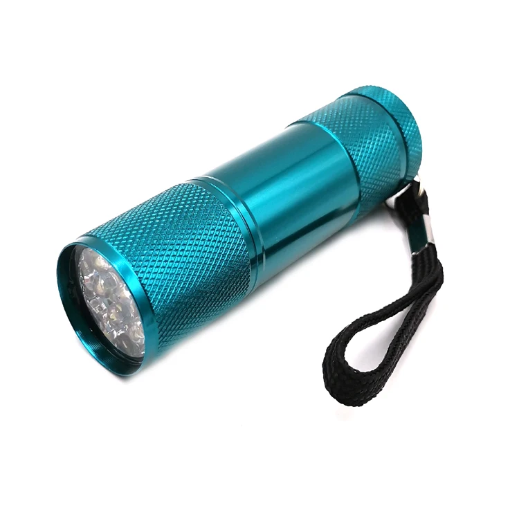 4 X Isynergy Aluminium 9 LED Torches With Wrist Strap Black Silver Blue Green 
