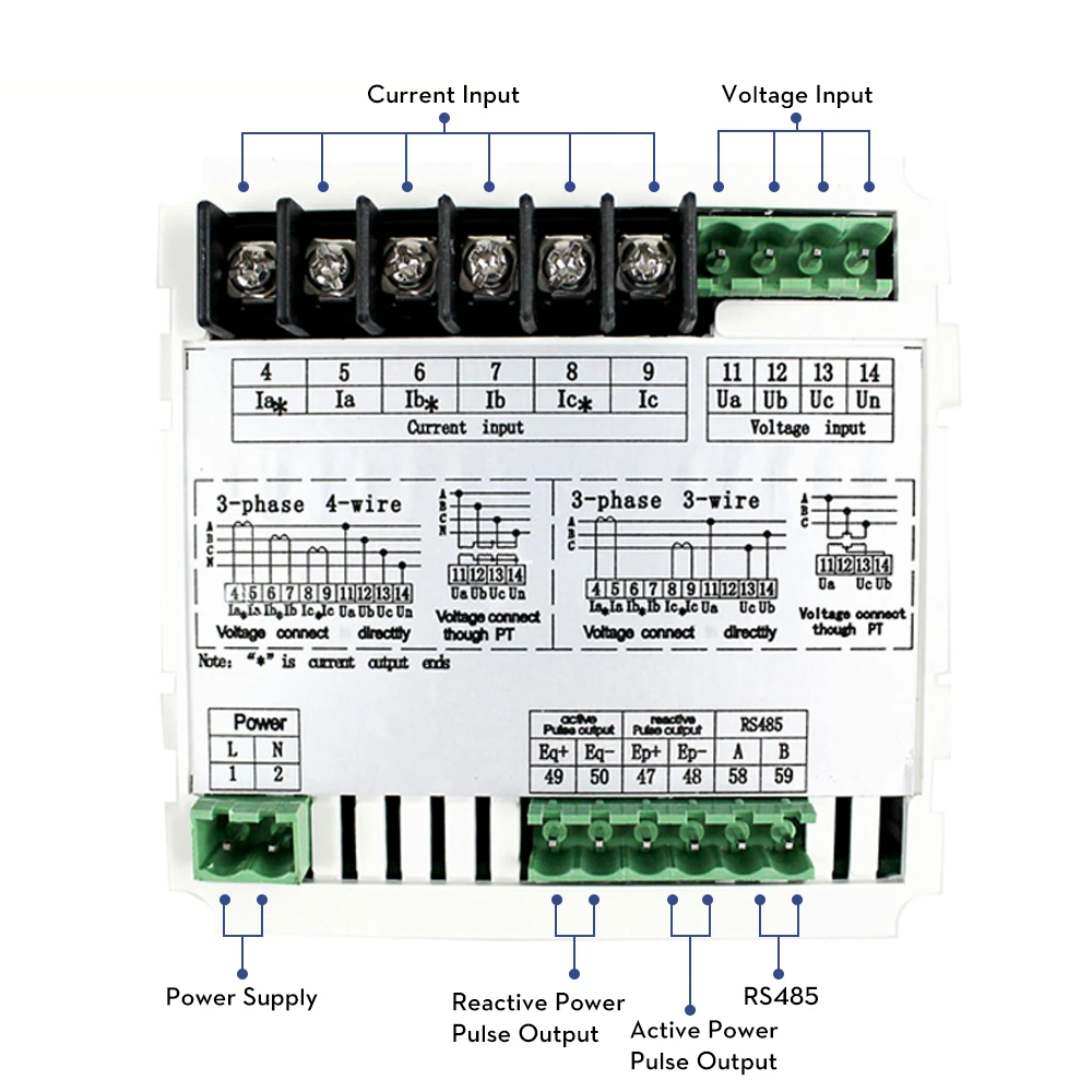 3D3Y Digital Panel Multifunction Meter Current Voltage RS485 Communication Panel Size 96*96mm with LCD for Distribution Box