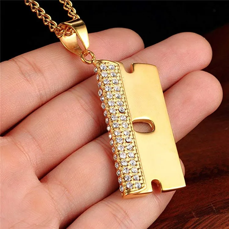 Razor Blade Pendant Chain Choker Necklace