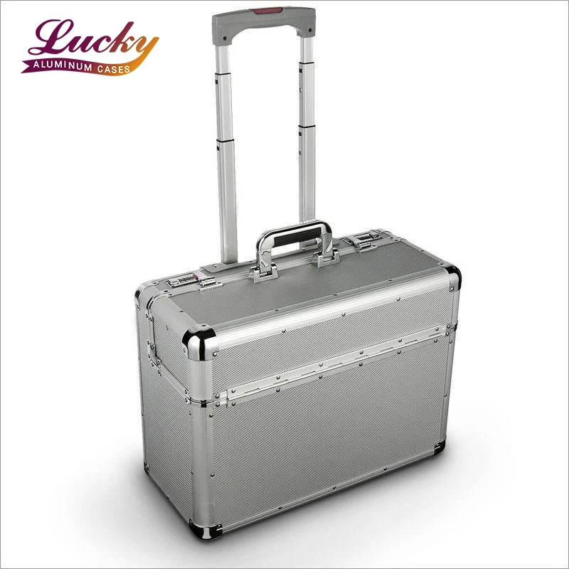 Lucky Aluminum Case Pilot Case with Wheels Briefcase