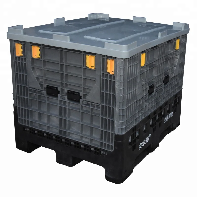 high quality hdpe heavy duty large transport industry collapsible plastic pallet box