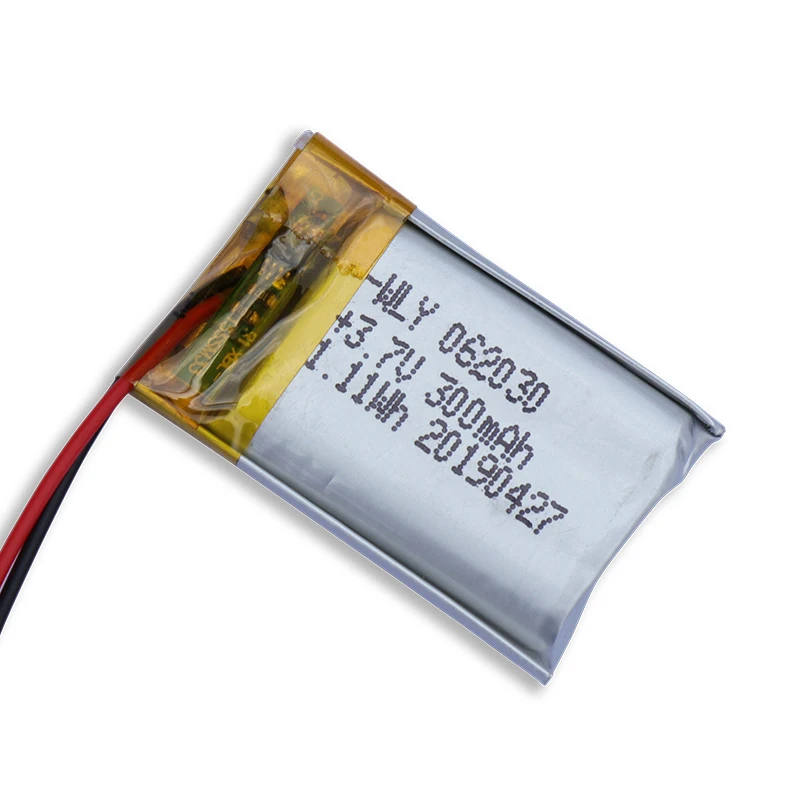 Ultra Thin 3.7V Rechargeable Lithium Polymer Battery 300mAh 062030 Lipo Battery