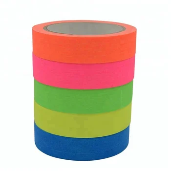 High performance pink blue yellow orange green printed neon fluorescent cloth gaffers tape for dark stages