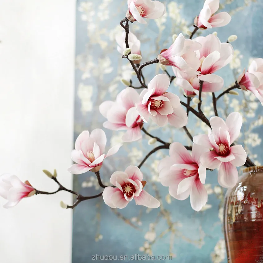 Wholesale High Quality Real Touch Magnolia Wreath Flowers Artificial Magnolia Branches Home
