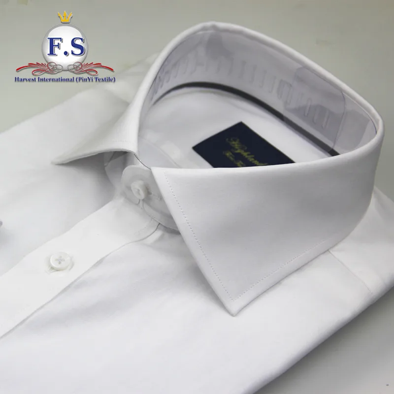 100% Cotton MEN' DRESS SHIRT Fashion High End High Spread Cutaway Collar Pure White Poplin Dress Custom Shirt