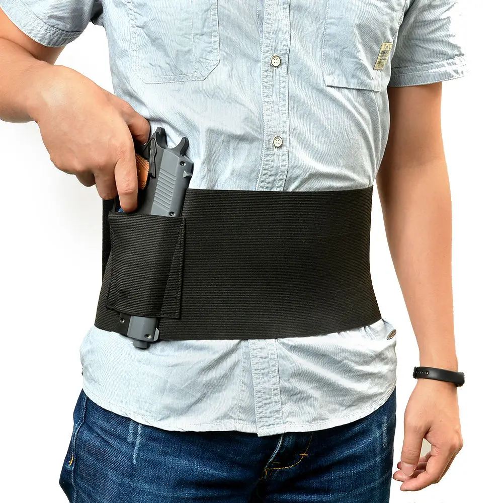 Tactical Belly Band Concealment Holster with 2 Magazine Pouches Carry Adjustable