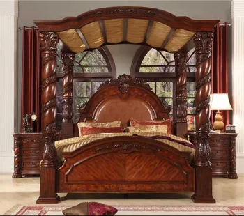 Bisini New Product Wood Bedroom Set, Solid Wood Luxury King Bed