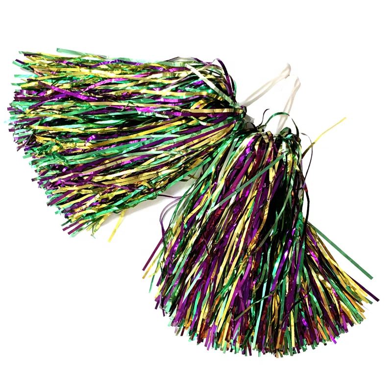 Wholesale Custom Mardi Gras Cheap Cheerleading Pom Poms Party Supplies