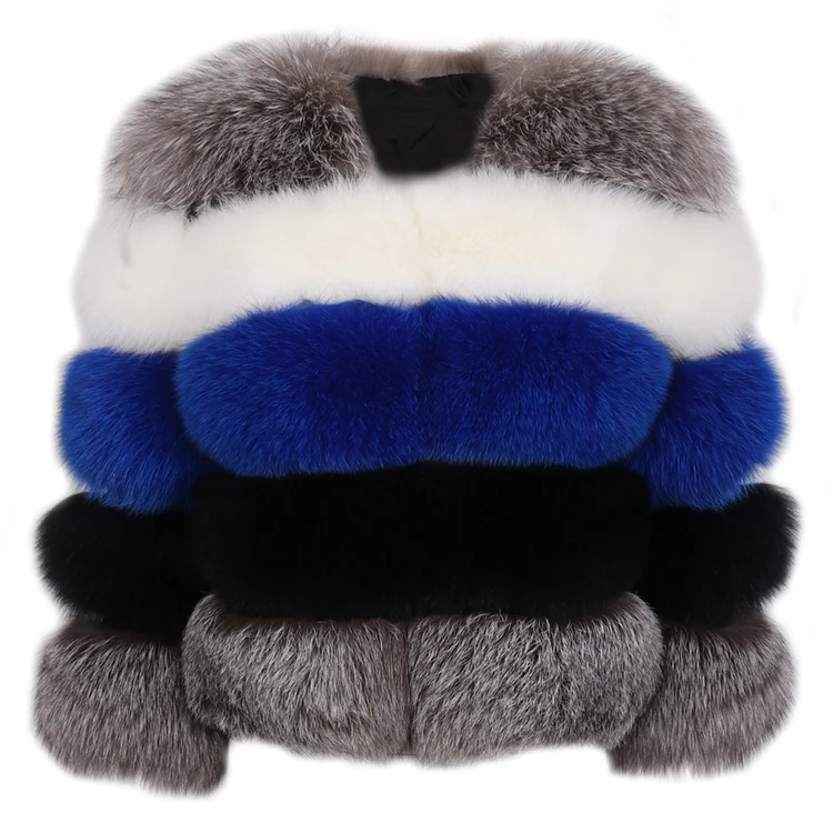 color block fur jacket