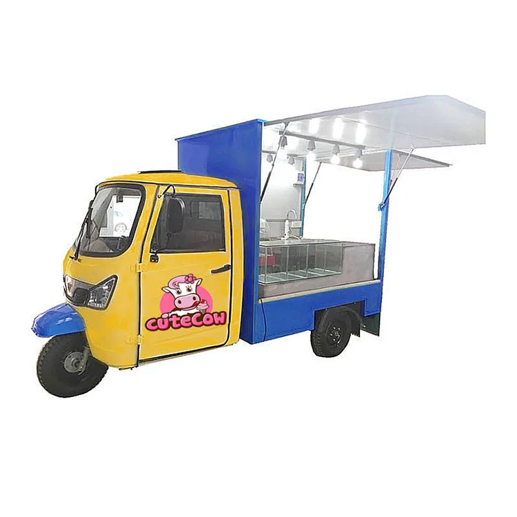 Newest 3 Wheel Piaggio Ape Mobile Fast Food Truck for Ice Cream Cart Sale
