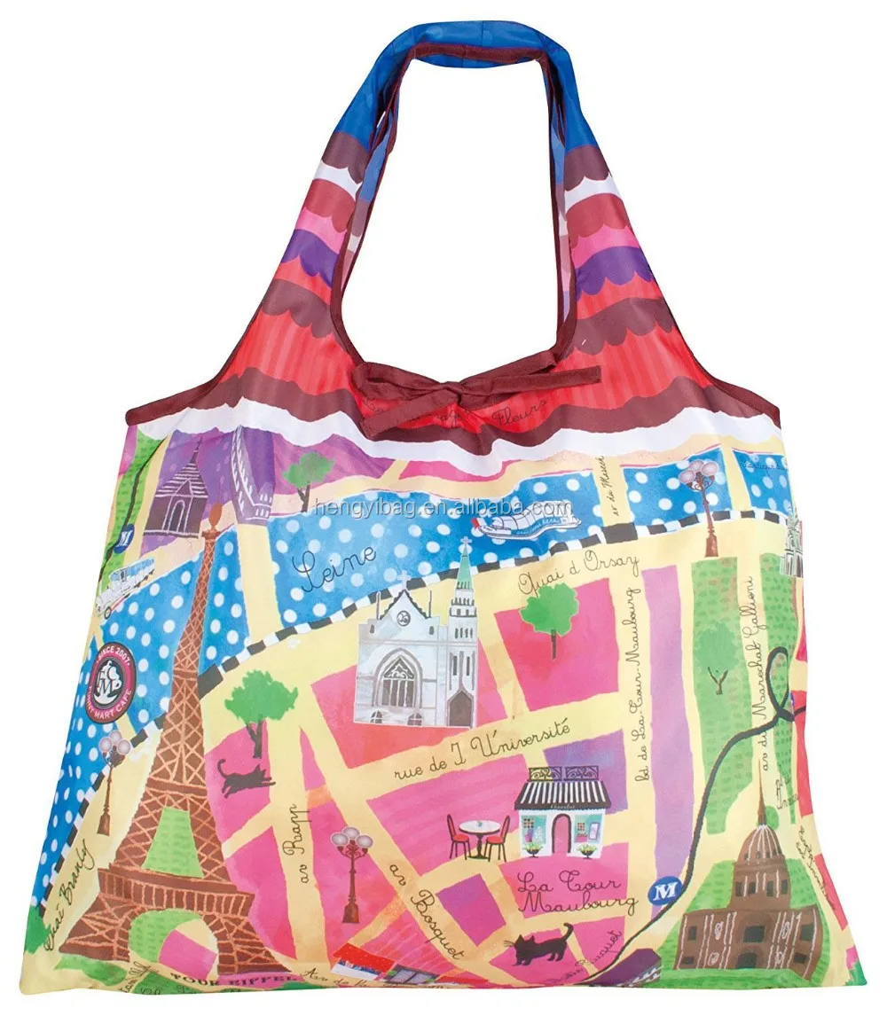 Custom Reusable Folding Shopping Bags with Tote Folding Travel Recycle Ripstop Nylon Tote Bag Foldable Small Pouch