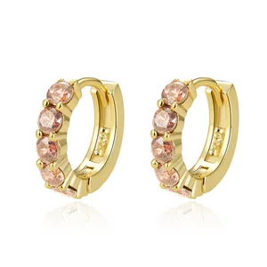 Poliva 585 CZ Zircon Women's 925 Sterling Silver 22K Gold Huggie Fashionable Wholesale Jewelry for Weddings Parties Gifts