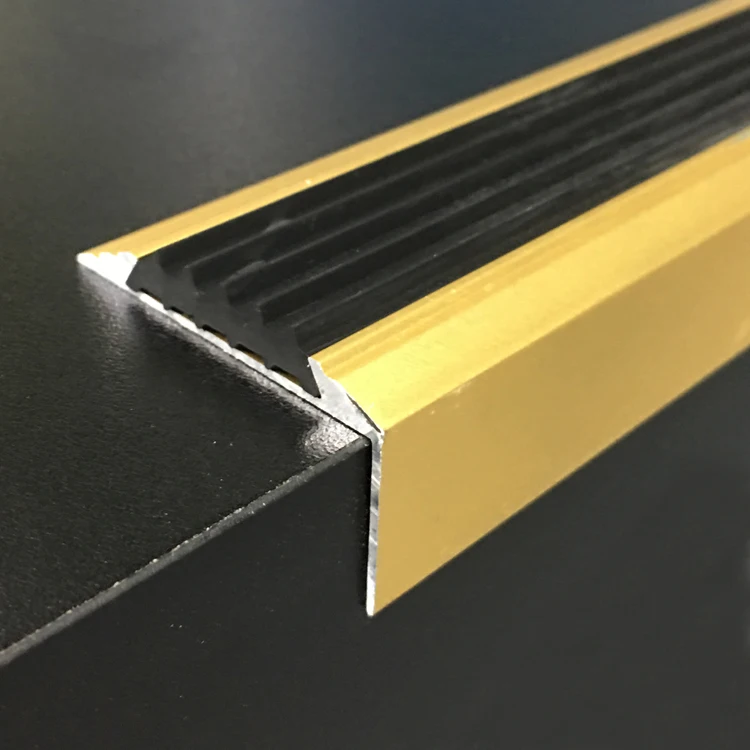 Durable Decorative Rubber Inserts Aluminum Metal Non Slip Stair Nose