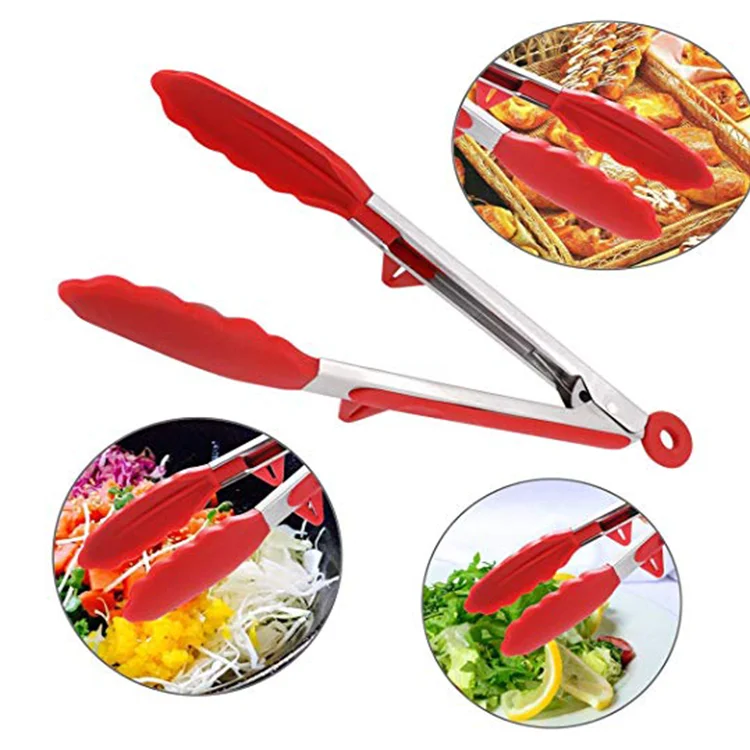 1pc Silicone Tongs Mini Kitchen Tongs With Silicone Tips Heat