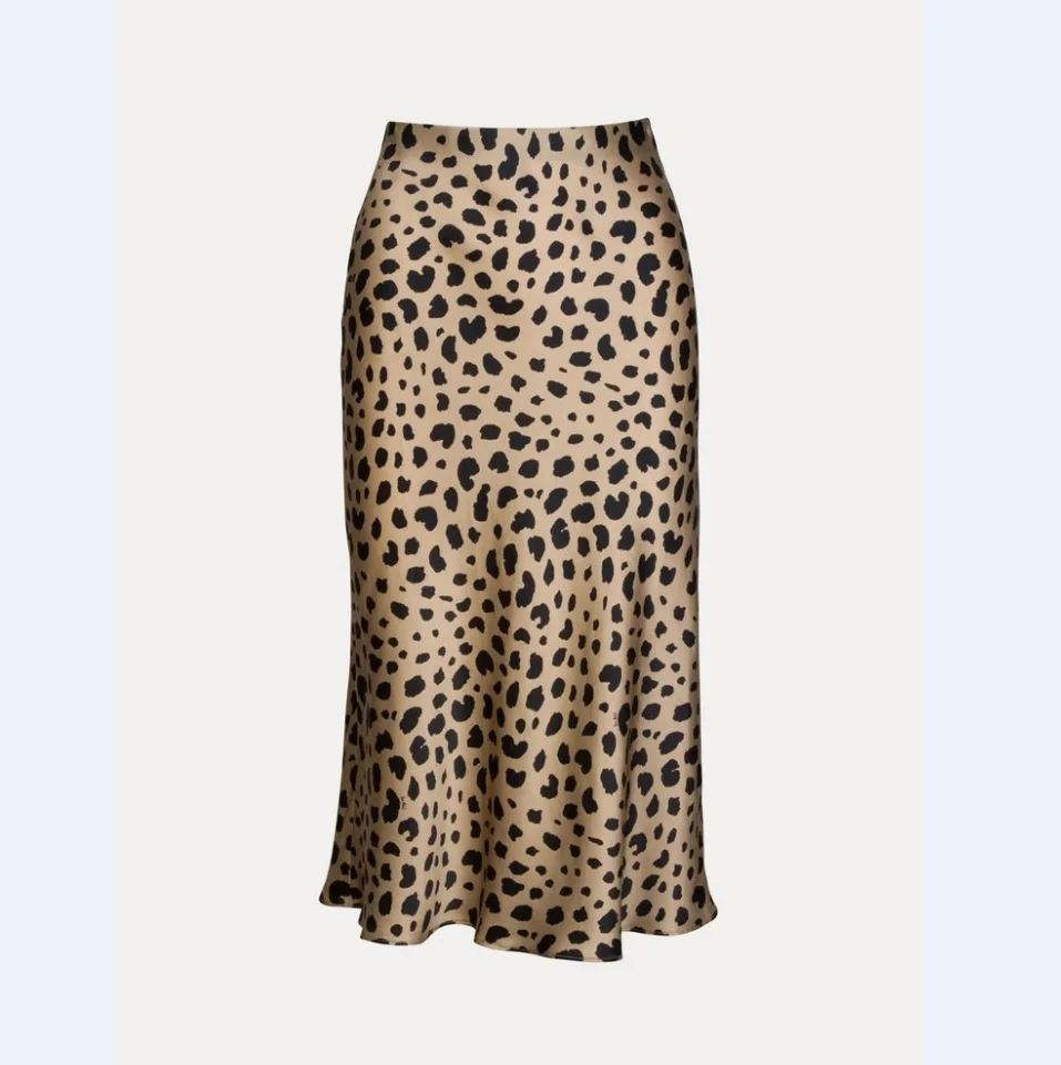 designer leopard print midi skirt
