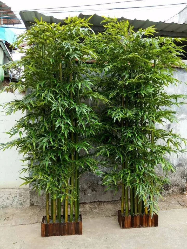 New Design Artificial Plastic Green Bamboo Bonsai Leaves Bambus Bambou  Bamboe Qasab Palnt Bonsai