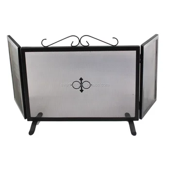 3 Panel Classic Metal Living Room Fireplace Screen, Mesh Fire Spark Guard Protector Screens