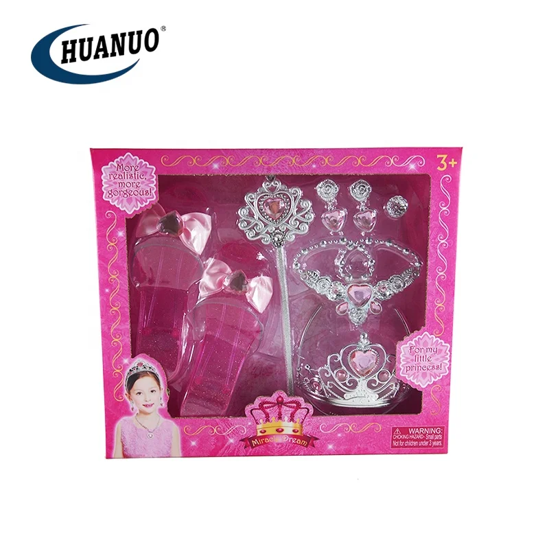 For Girls Princess Role Play Toy Beauty Set Toy High Heel Shoes with Princess Jewelry