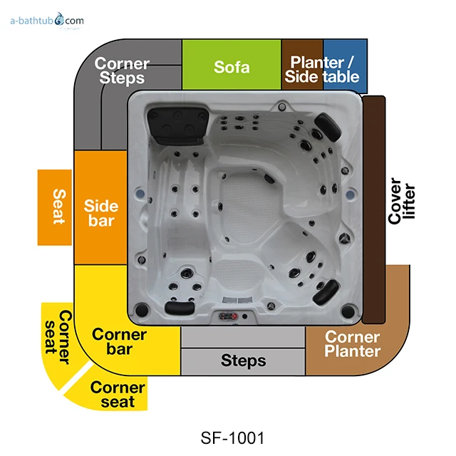 Square Surround Rattan Furniture for Hot Spa