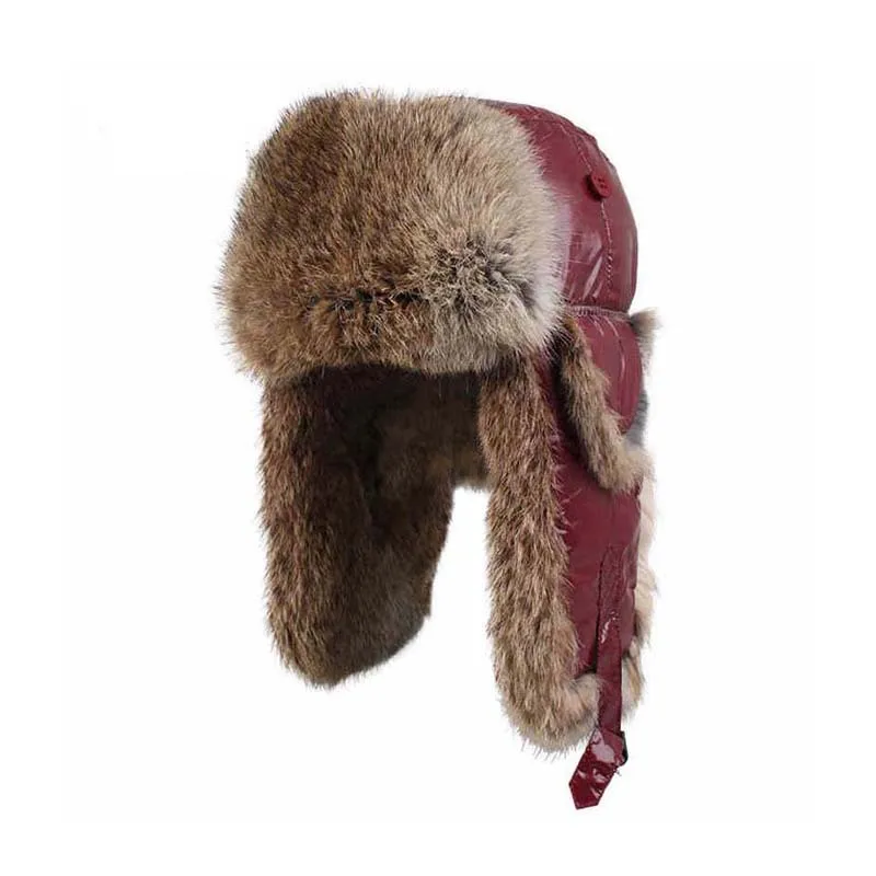 Homme Femme Imperméable Trappeur Hiver Fausse Fourrure Ski Ushanka Hat
