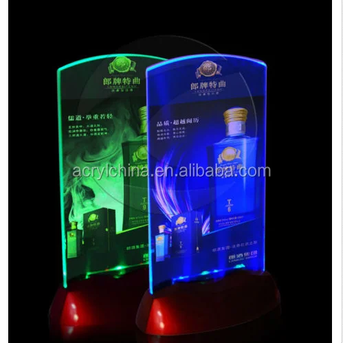 Acrylic Flashing Led Light Table Menu Restaurant Card Display Holder Stand