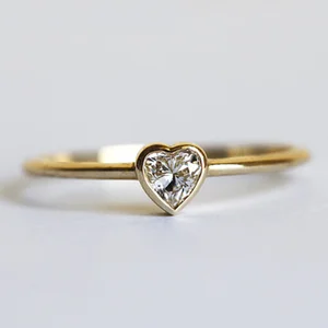 14K Yellow Gold Hot Sale 925 Stone Heart CZ Jewelry Rings for Women Jewellery 2019