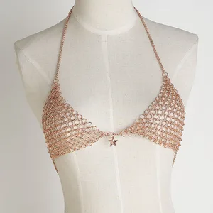 Top Selling Unisex Rose-Colored Waist Body Chain Bra Handmade Metal Alloy Jewelry for Wedding Party & Anniversary Gift