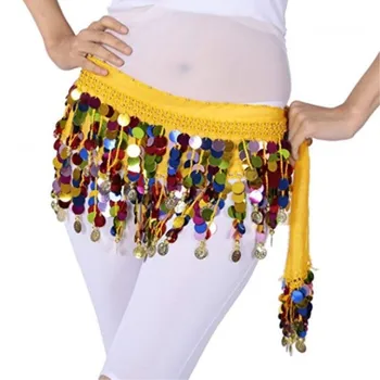 Amazon Hot Selling Women's Belly Dance Belt Hip Scarf Lively Style Bead Coins Wrap Skirt Belt