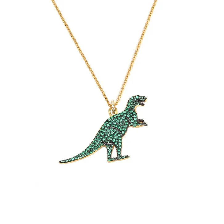 Design Green Dinosaur Pendants Necklace 