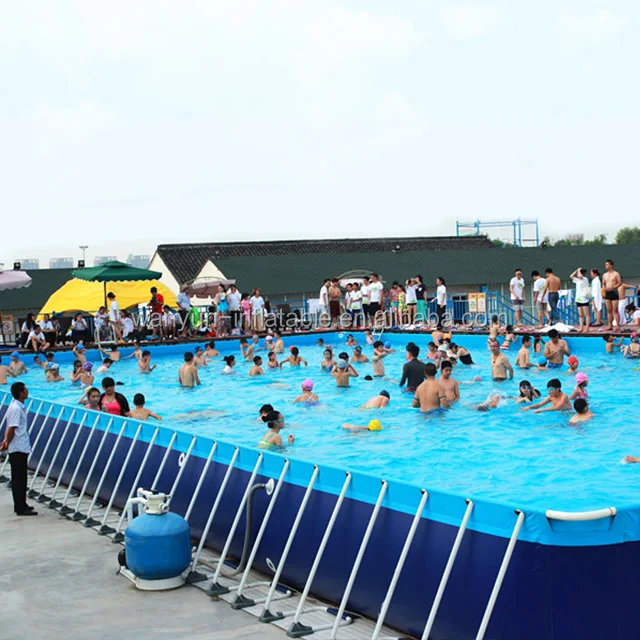 Горячая продажа металлическая рамка плавательный бассейн с прямоугольным металлическим каркасный бассейн ПВХ брезент с ткань стенты для бассейна