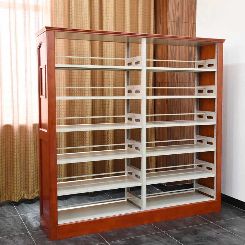 Double Side Wooden Guard Metal Library Bookshelf Dimensions