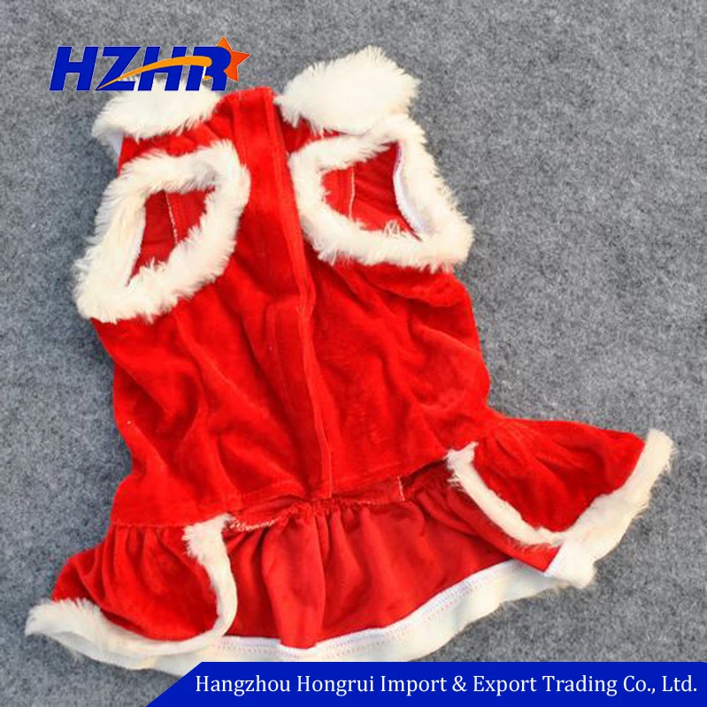 Оптовая продажа высокое качество мягкий велюр Красный Рождество Собака платье