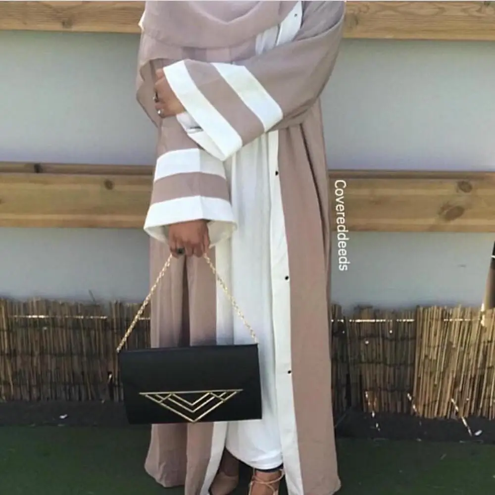 Glory 4 Color Options Joint Color Simple Muslim Women 2022 New Style Glory Abaya with Belt and Hijab