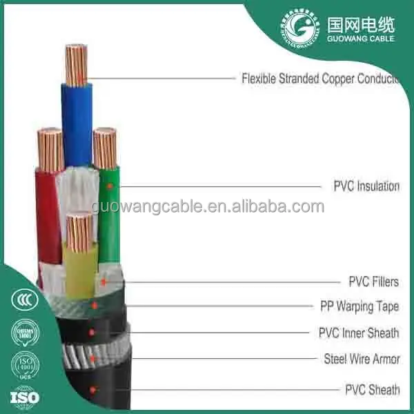 cable electrical 25mm2 x 5 core 0.6 1kv cu xlpe pvc gswa pvc cable electrical