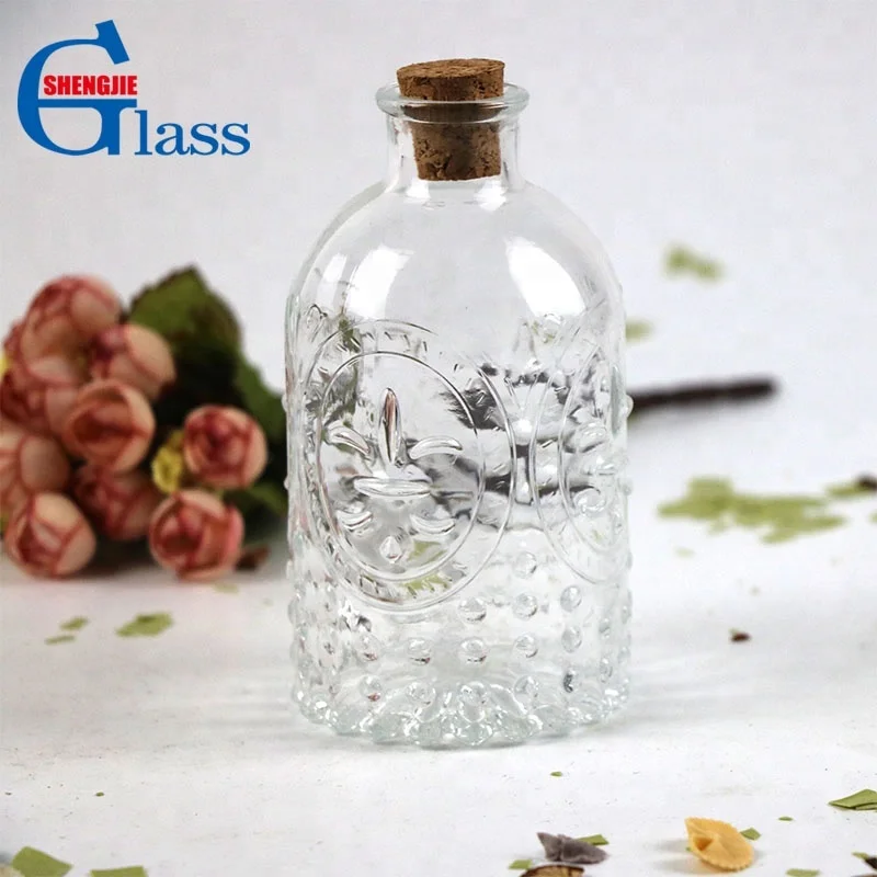 High Transparent Embossed Glass Storage Container Empty Reed Diffuser