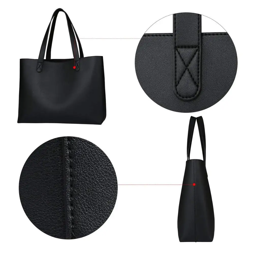 Tote Bag Womens Handbags PU Leather Shoulder Bag Large tote bag Black and Handbags