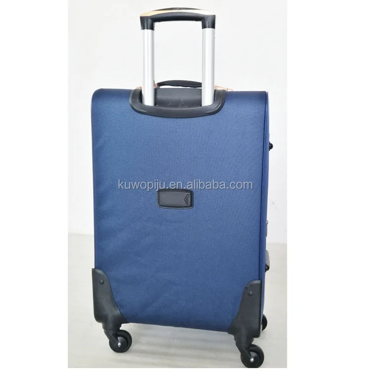 Blue Color Cheap Polyester 600 D 4 Wheels EVA Soft Side Suitcase 3pcs Expendable Fabric Type Luggage