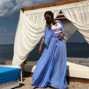 Custom Summer Women Beach Dress Cover up Mesh Lace Dress Women Slit Beachwear