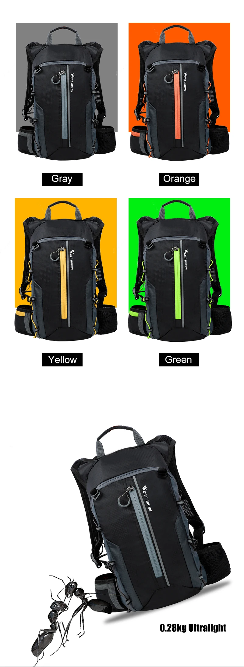 West Biking 10l Ultralight Portable Folding Bicycle Backpack Pouch