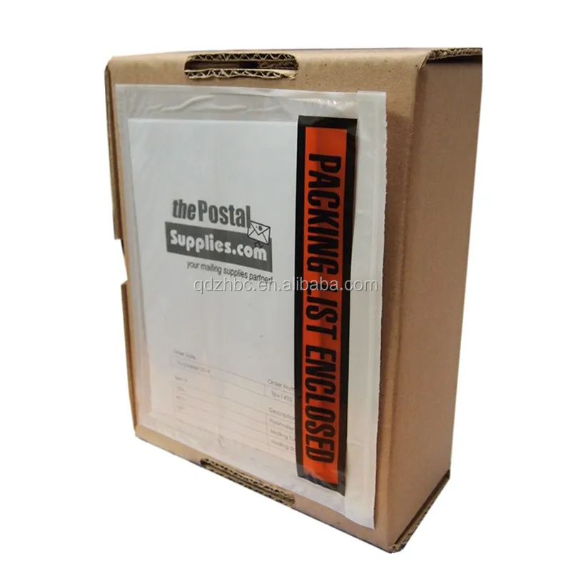 adhesive packing slip pouch
