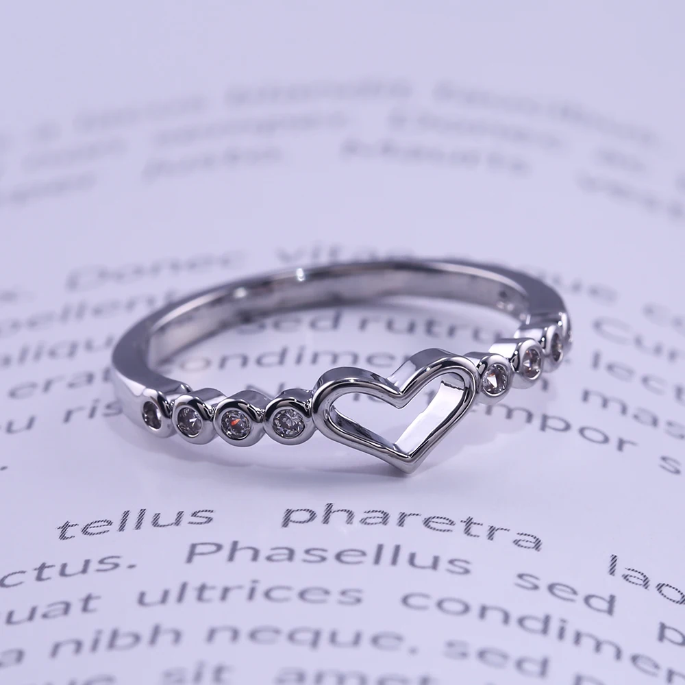 Small Fresh Love Ring Simple 925 Silver Plated Jewelry
