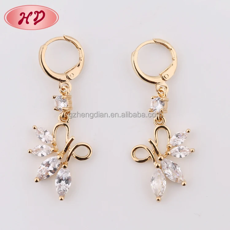 New Models Crystal Hanging Design Muslim Jewelry Gold Earring for Party Girls