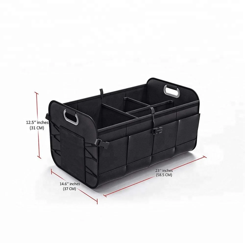 Premium Multi Compartments Collapsible Portable Large Auto SUV Trunk Storage Organizer Car