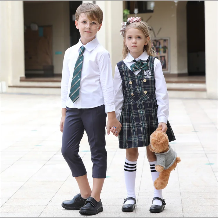 
 Унисекс унисекс униформа в британском стиле для дошкольного/детского сада рубашка + брюки + платье  