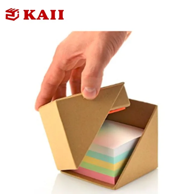 
Рекламные подарки, кубик для заметок в коробке из крафт-бумаги с держателем для ручек 